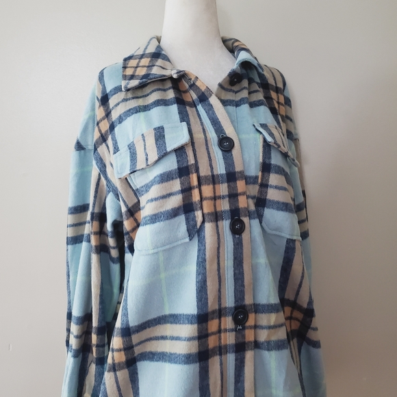 Anthropologie Avec Les Filles Plaid Fleece Shacket - Picture 2 of 16